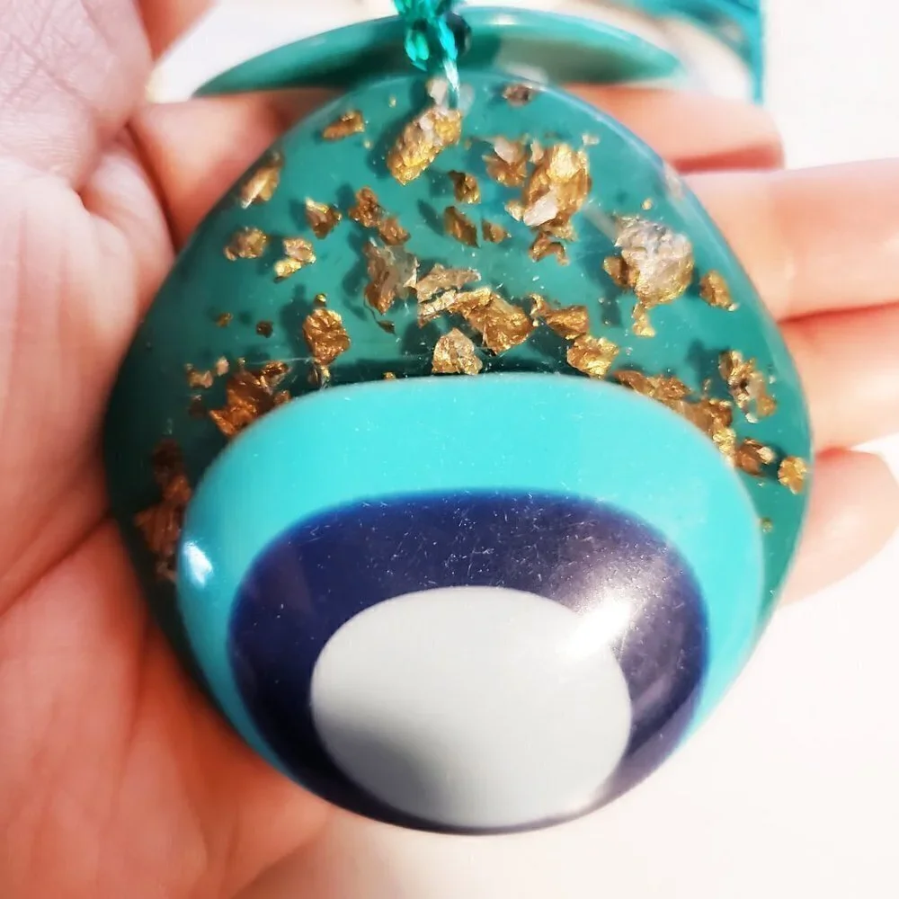 Turquoise Geometric pendant statement necklace - Picture 8 of 8
